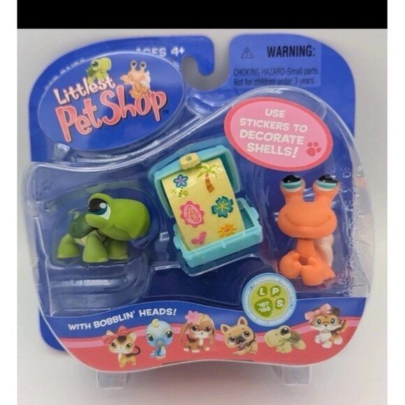 Littlest Pet Shop 188 Hermit Crab LPS Authentic Orange Teal Eyes Pet Pairs G1 - Picture 7 of 7
